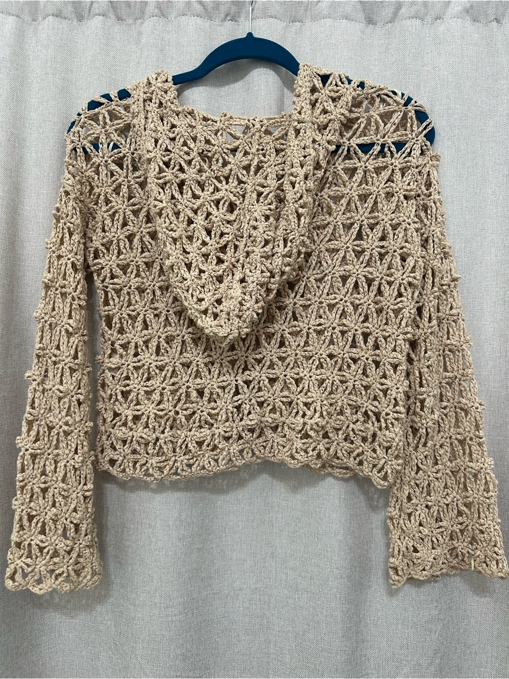 Free people size small star stitch hooded crochet sweater